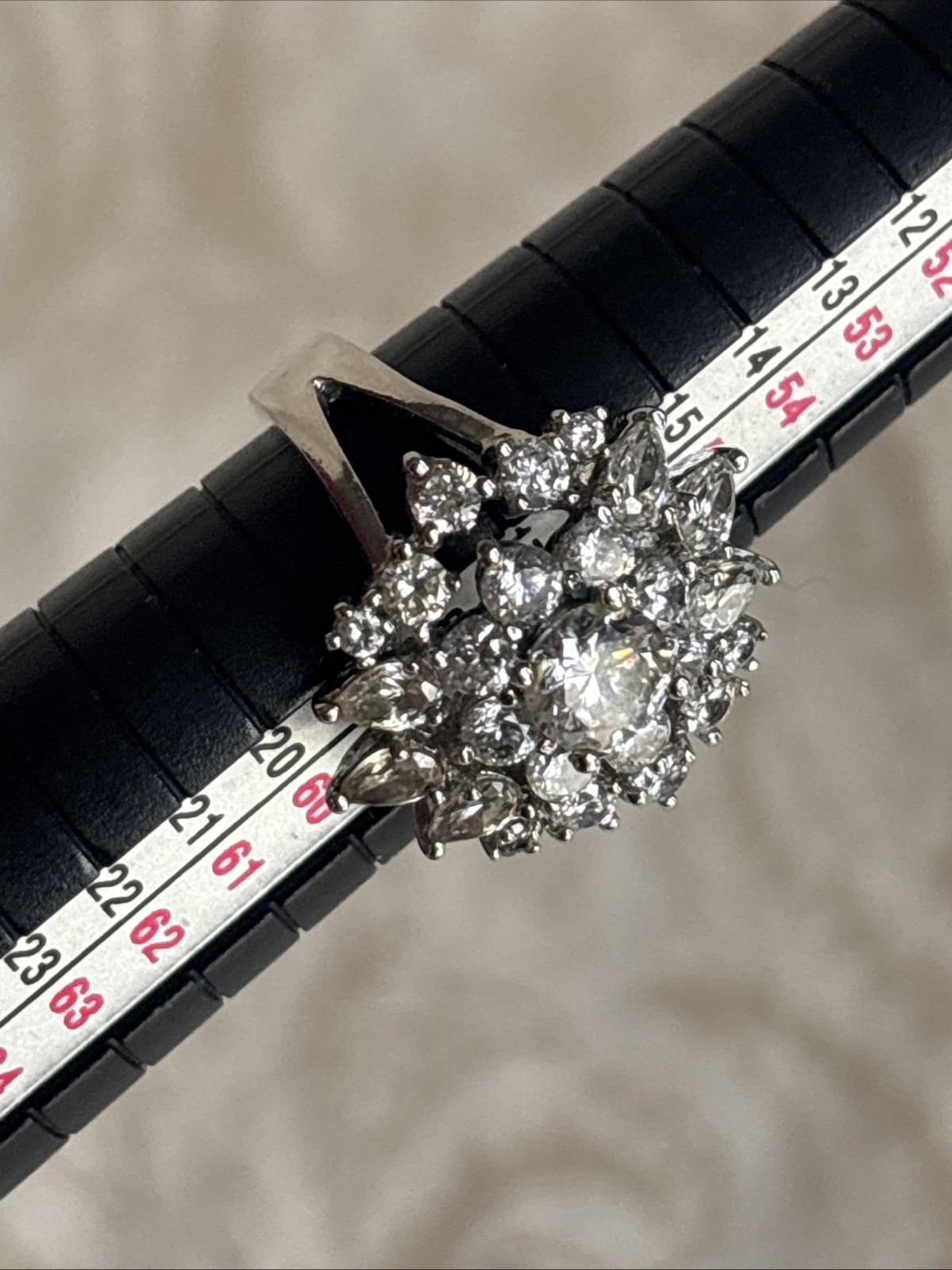 Park Lane Incredible Ring Size 8 Vintage Retired Silver Tone Cz Cluster See Pics