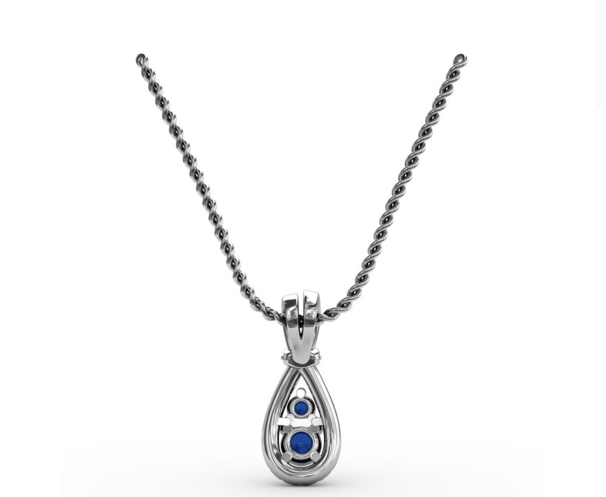 Fana Jewelry Teardrop Sapphire and Diamond Pendant Necklace