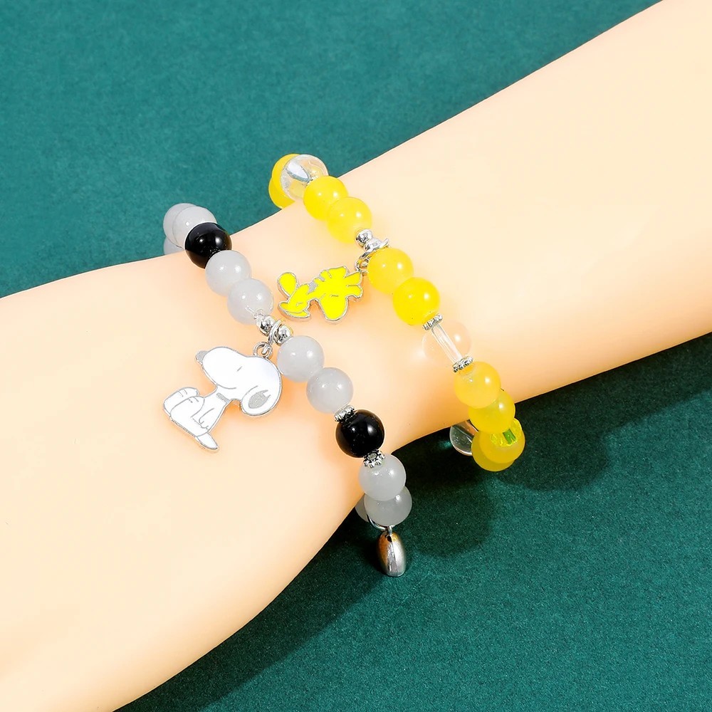 2PCS Magnetic Snoopy Couple Bracelets Cartoon Friendship Wristbands Unisex Gift