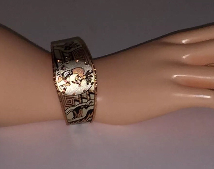 ADJUSTABLE TRIBAL COPPER~STAINLESS CARVED CUFF~PANEL BRACELET