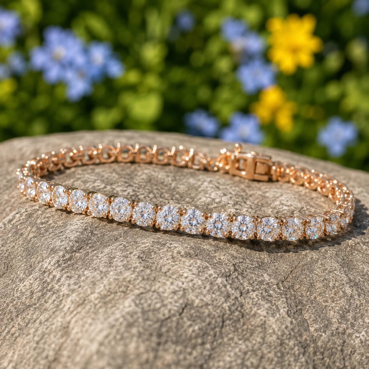 10 Ctw Round Cut Simulated Diamond 7.5″ Tennis Bracelet 14K Yellow Gold Plated