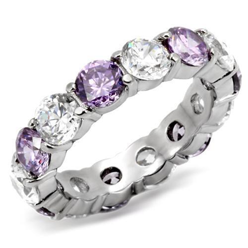 5mm Lavender Purple Clear Eternity Ring Band