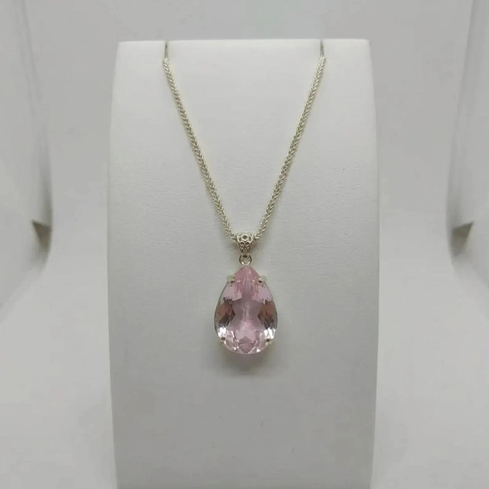 Massive 45.55 Ct Pink Pear Topaz Pendant – Sterling Sliver Jewelry With Chain
