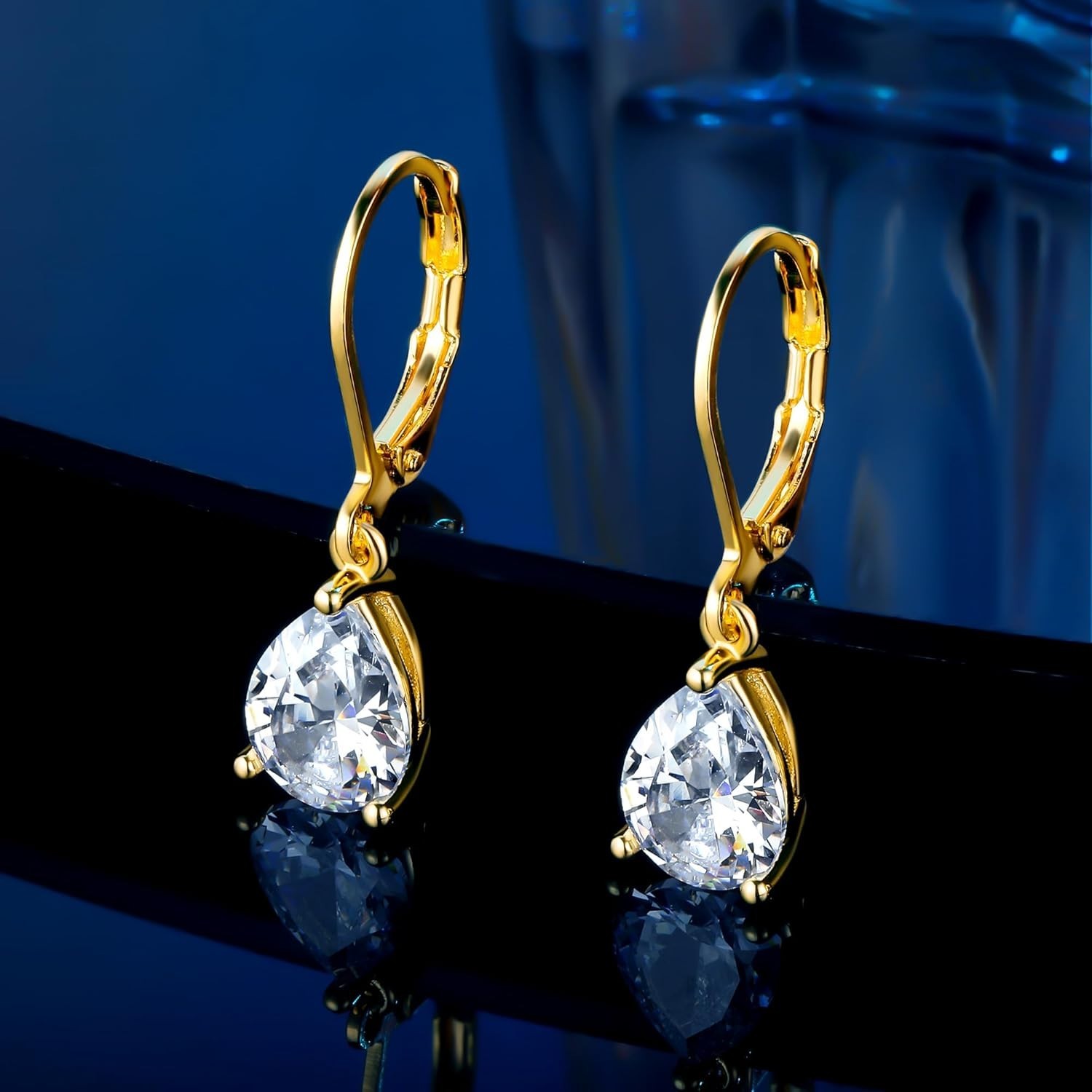 Lightweight Lever Back Earrings with Dazzling Cubic Zirconia – Stylish & Durable