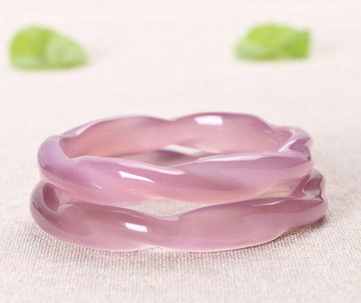 Natural pink chalcedony bracelet ice kind of onyx Bangle transit 56-64mm