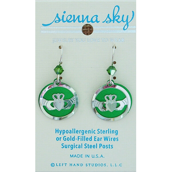 Sienna Sky Irish Claddagh Ring in Circle Pierced Earrings Made in Colorado USA