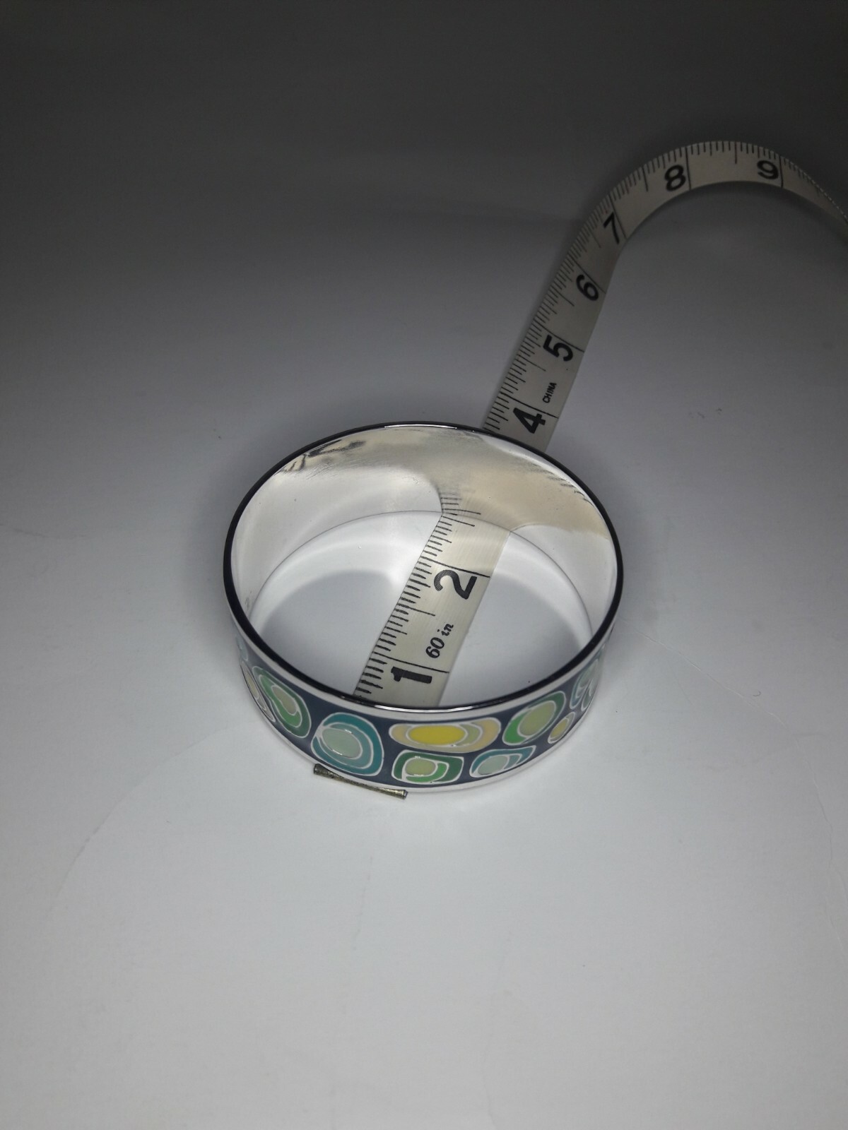 Enamelware Blue Silver Plate Bangle Bracelet