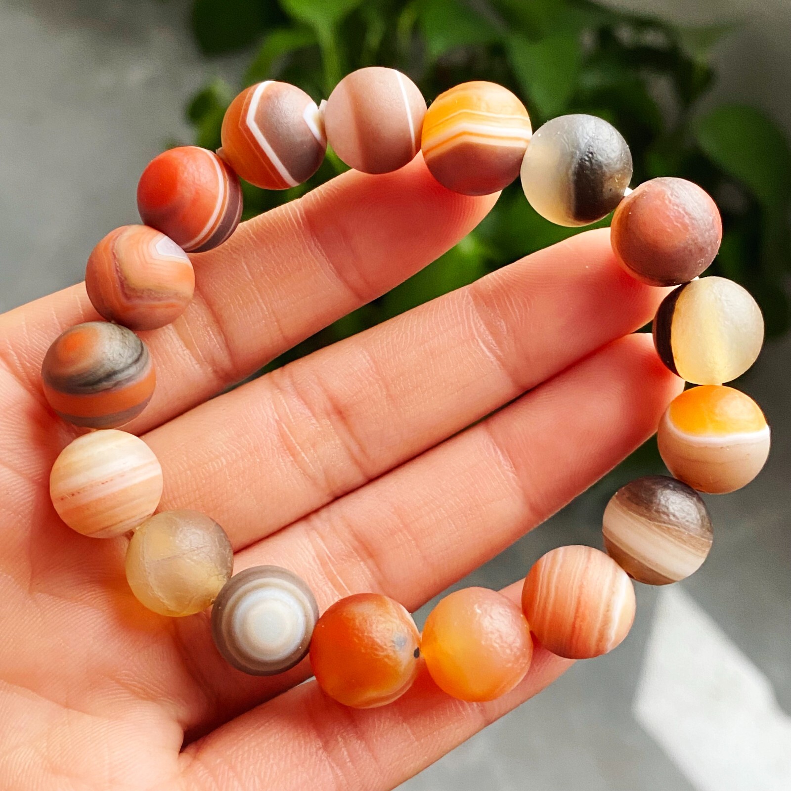 11.8-12mm Natural Red Gobi Agate Eyes Agate/stone Madagascar Beads Bracelet 1565
