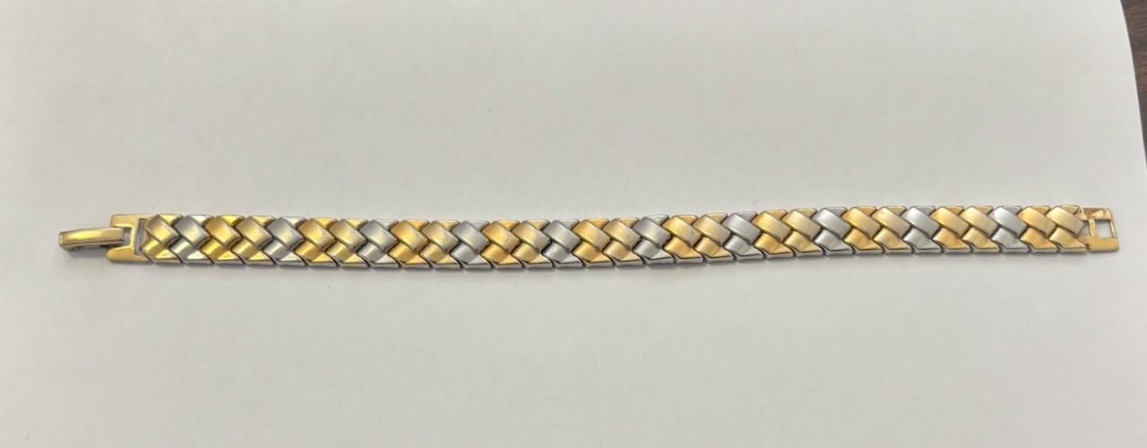 Shades Of Gold & Silver JCM Stainless Steel 1/2” Wide 7.5” Long Link Bracelet