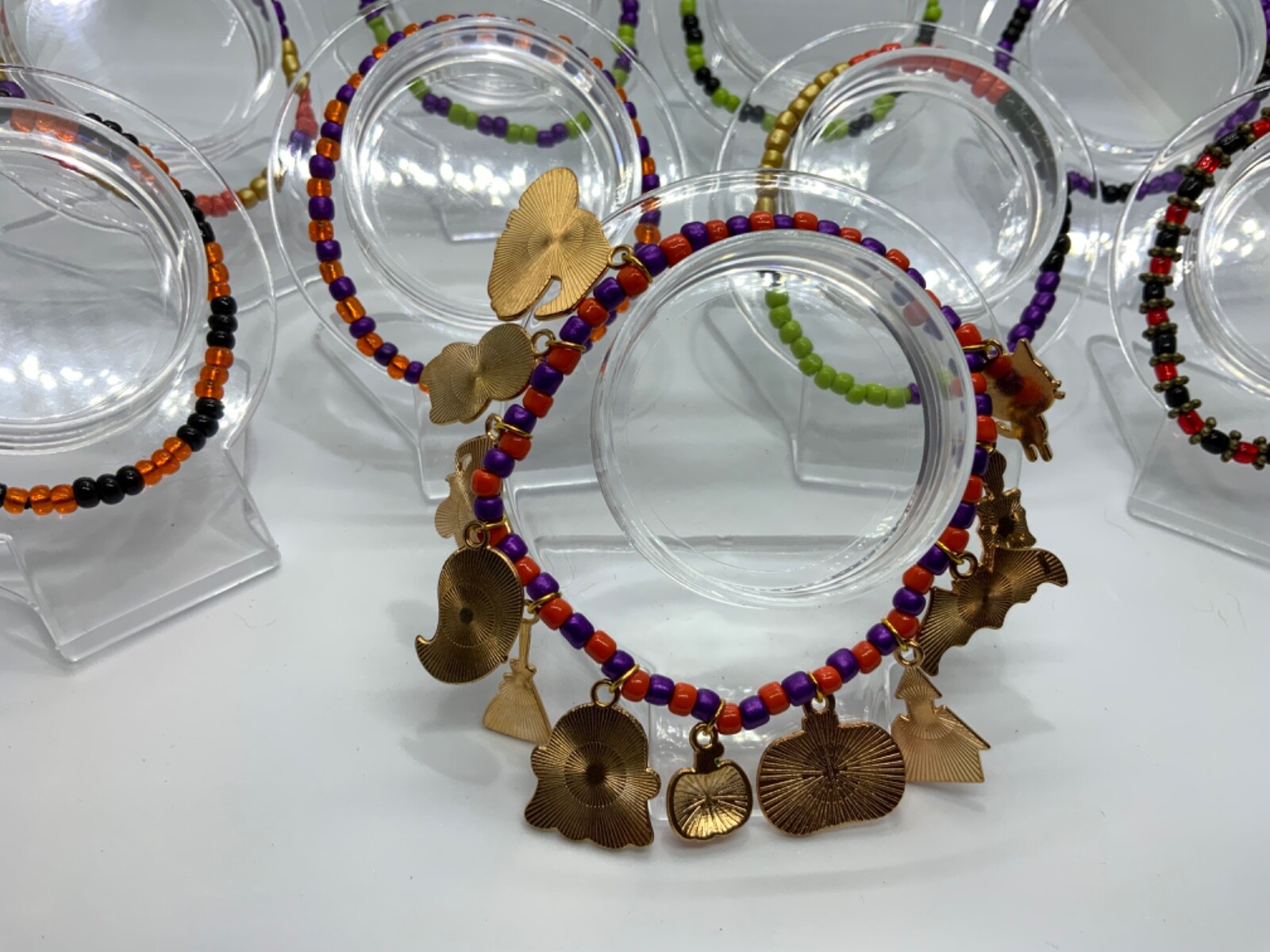 Lot of 9 Seed Bead Multi Color 2.5mm-3mm Glass Bracelets Jewelry Holiday