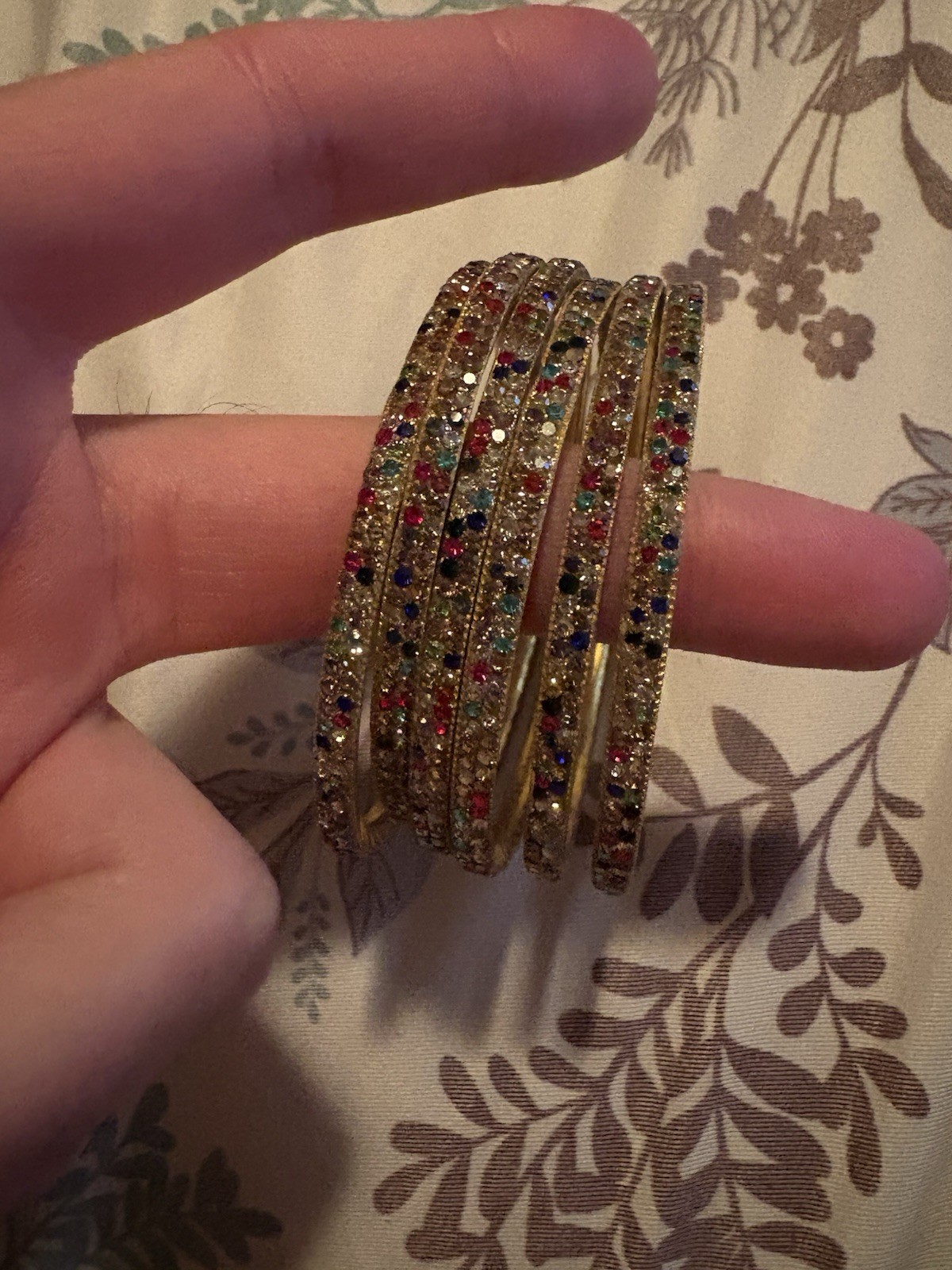 Gold Multi-Color Crystal Bangle Bracelet Set – Women Jewelry
