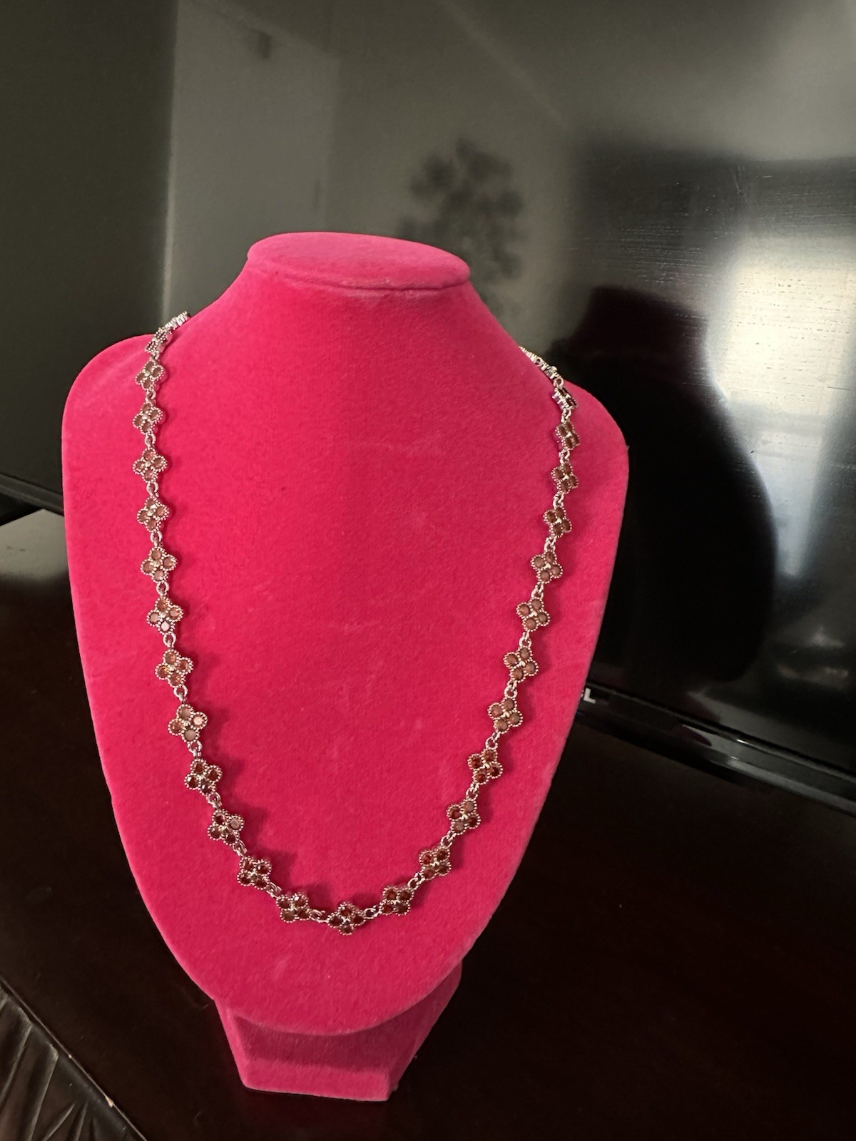 Silver Tone Metal Cable Chain Link Necklace, Chain Style,flowers