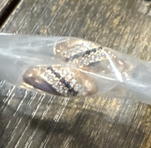 Gold Tone Clear Round Rhinestone Hoop Earrings Metal Lobe Pair