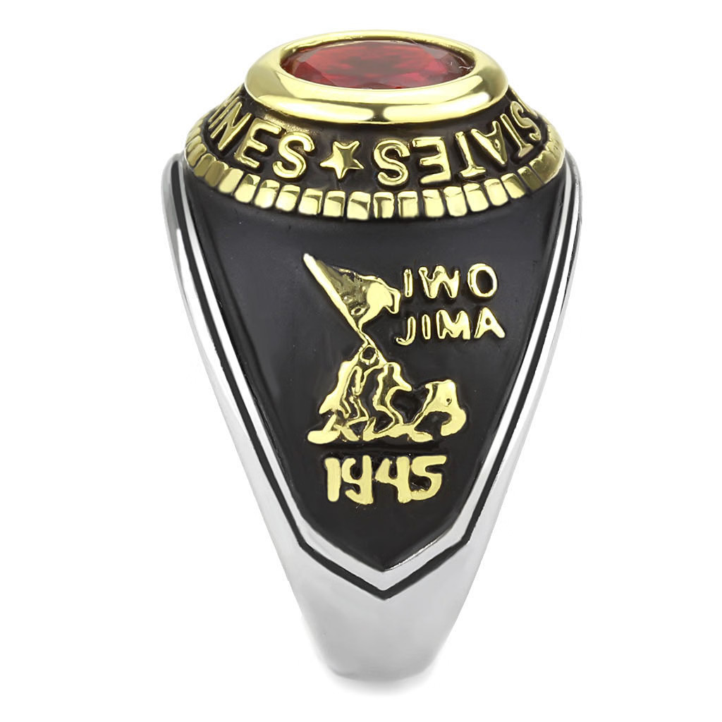 TK3723 – Two-Tone IP Gold (Ion Plating) Stainless Steel Ring with Synthetic Synt