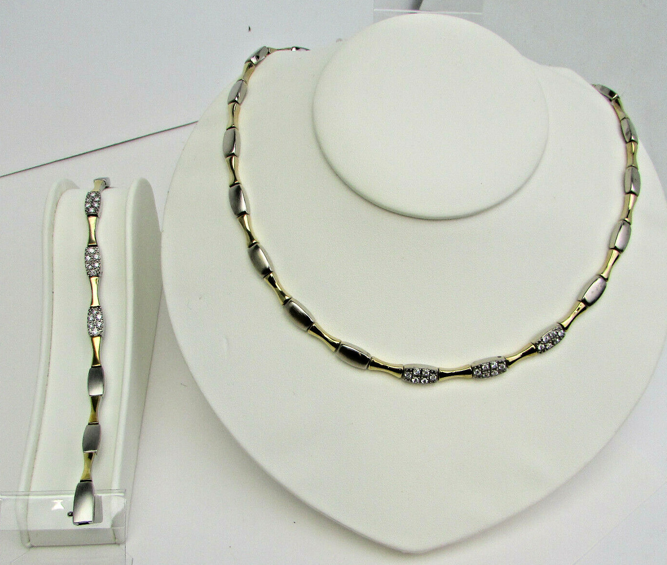 Allison Reed Gold, Silver,& Sparkling Accents Necklace & Bracelet, Open Box New