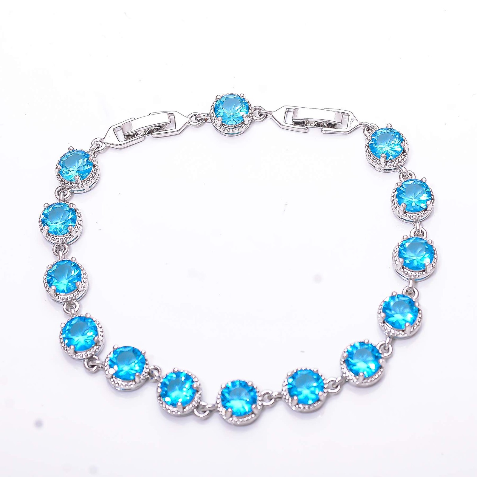 London Blue Topaz 925 Sterling Silver Tennis Bracelet 7.99″ B15, Gift for her