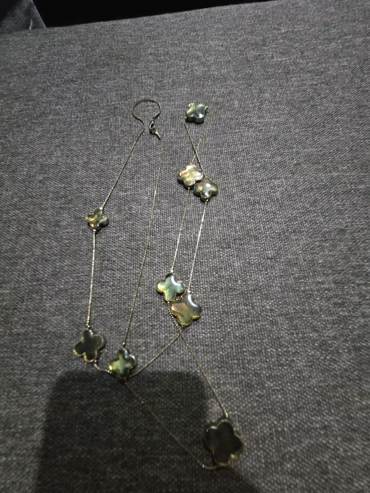 Pre-owned Abalone Shiny Beaded Clover Beads Ling Necklace
