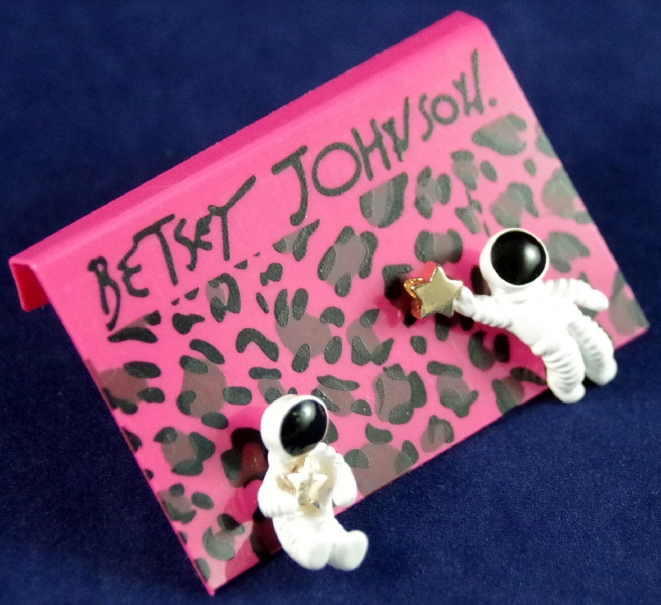 Cute! NEW BETSEY JOHNSON ASYMMETRICAL 3D NASA ASTRONAUT SPACEMAN STARS EARRINGS
