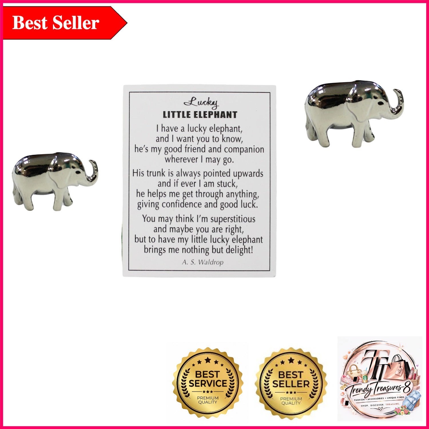 Lucky Little Elephant Charm with Story Card