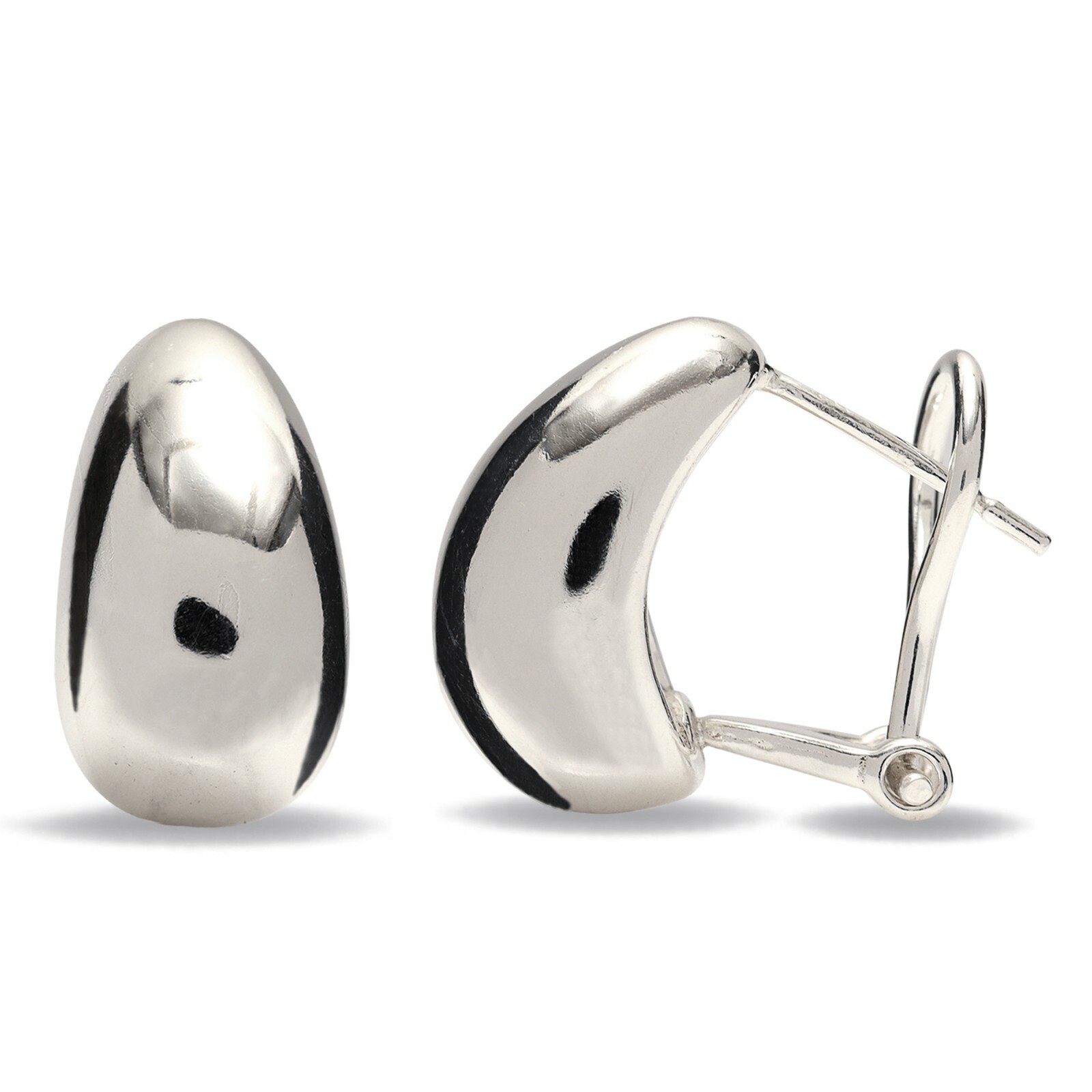 LeCalla 925 Sterling Silver Jewelry LARGE Omega Back Earrings for Women & Girls