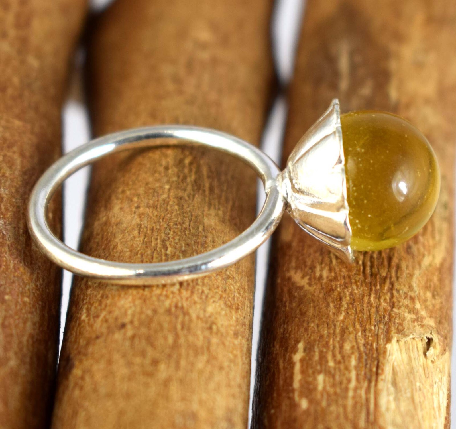 Anniversary Present 18.50 Ct Brazilian Yellow Topaz Gemstone Ball Unisex Ring