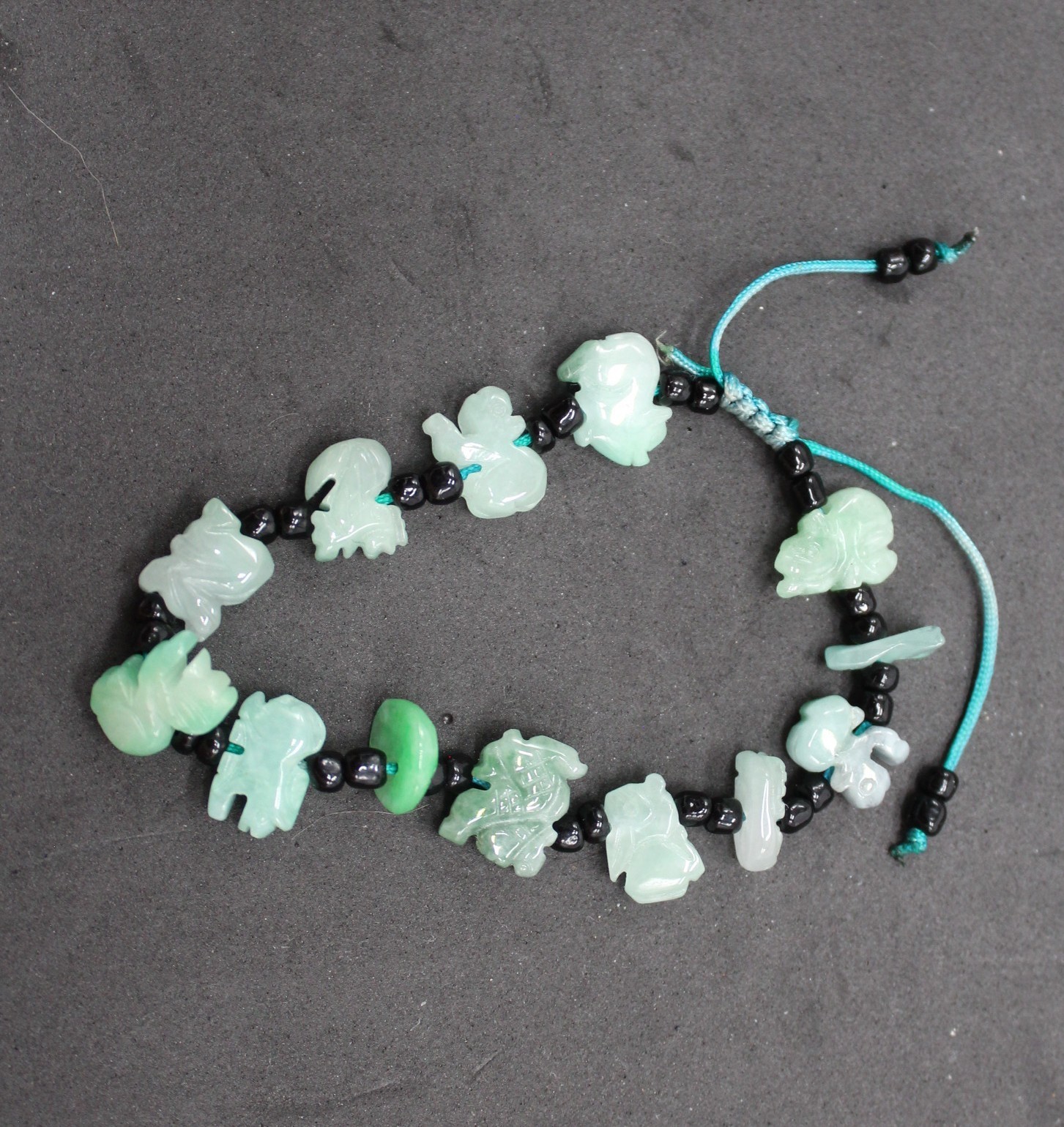 Natural Green Jade Chinese 12 Animals Zodiac Bead FENG SHUI LUCKY Bracelet teal