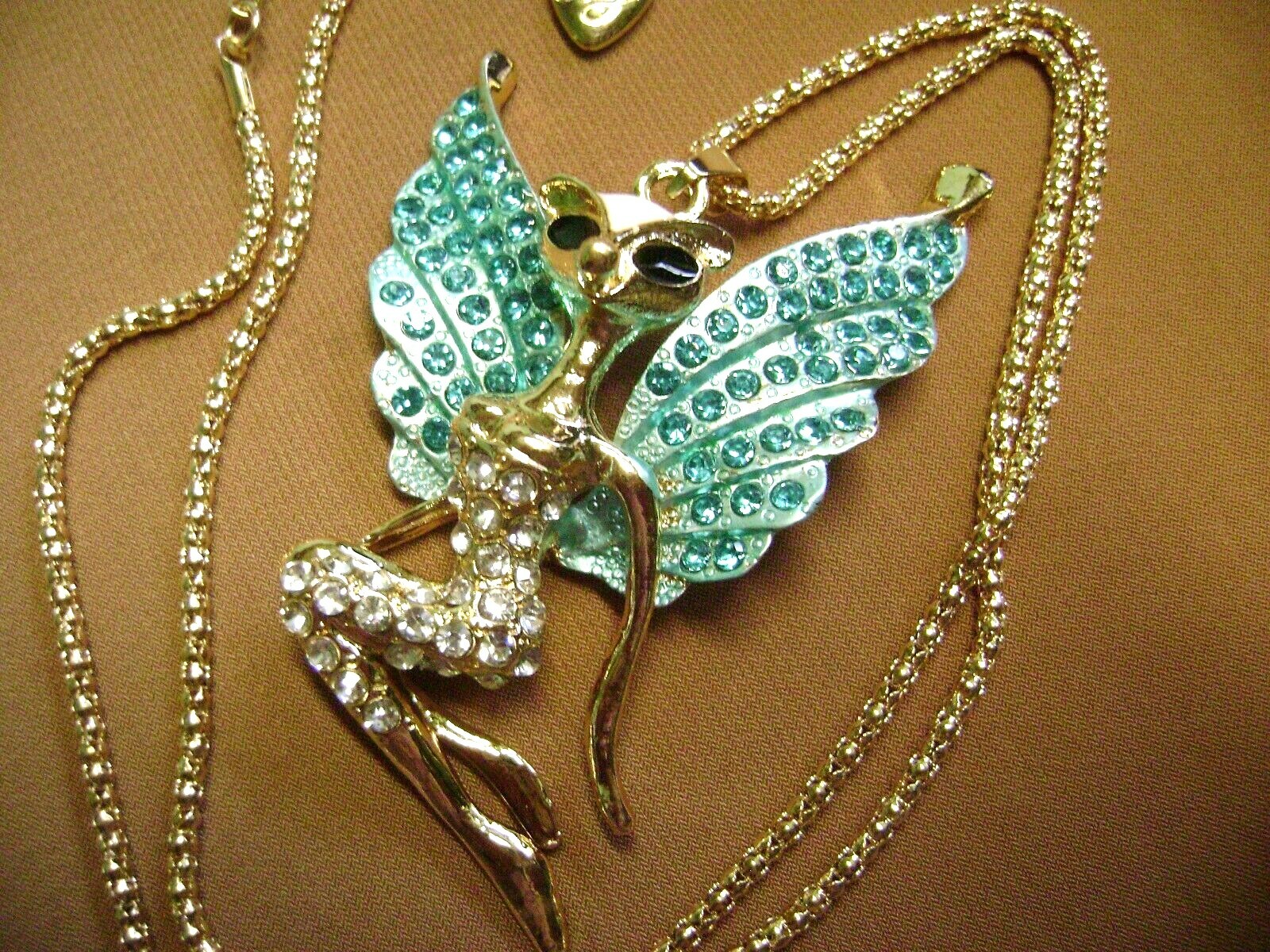 NWT- BETSEY JOHNSON RHINESTONE CARTOON “ELVEN” PENDANT NECKLACE- USA SELLER