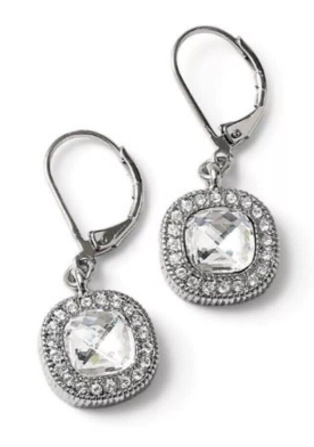Lia Sophia “Bella Donna” Silver Tone w/Faceted Cut Crystals Drop Earrings