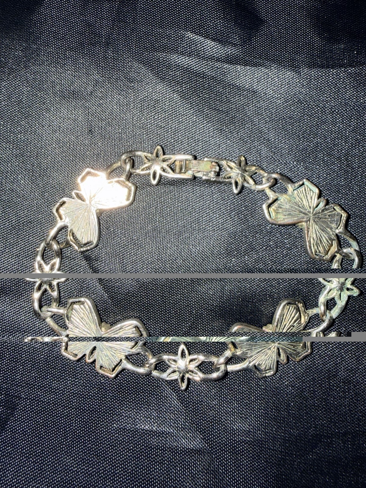 Butterfly Bracelet Multicolor Silver Tone 7” Fold Over Clasp