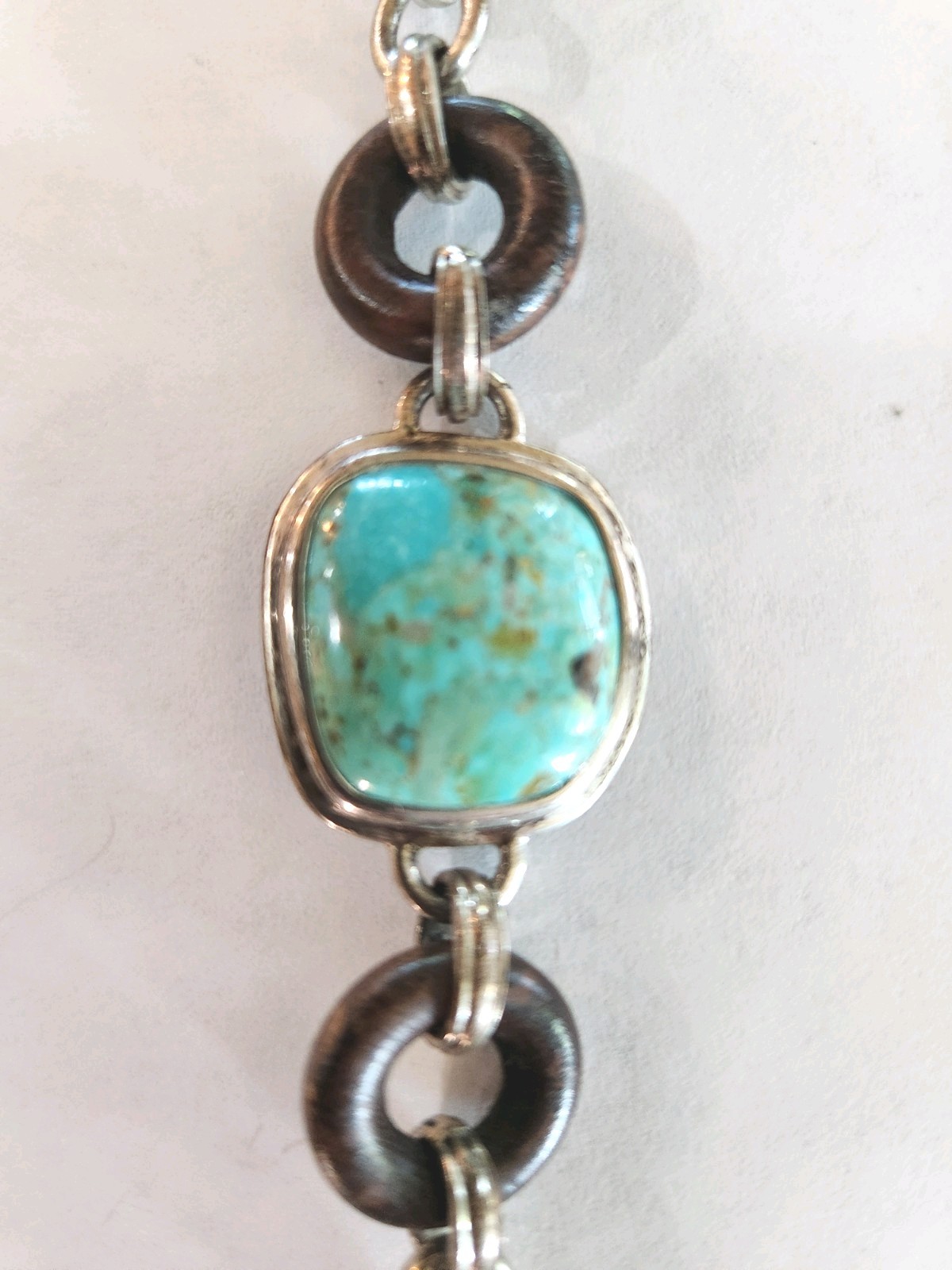 Barse Sterling Silver Turquoise And Wood Toggle Bracelet 925 Artisan Boho Gem