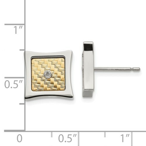 *BRAND NEW* Chisel Stainless 18k Gold Accent .03 Carat Diamond Earrings SRE1276