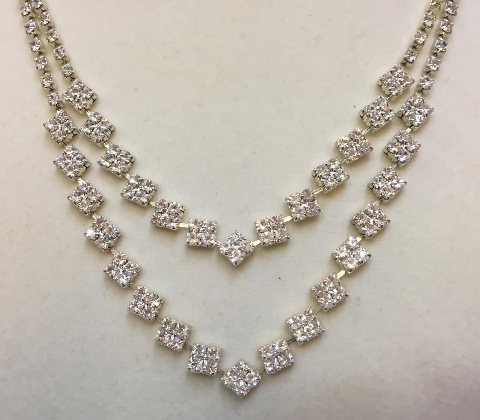 Necklace Rhinestone Double Pave Rhinestones Strand String w/ Bracelet
