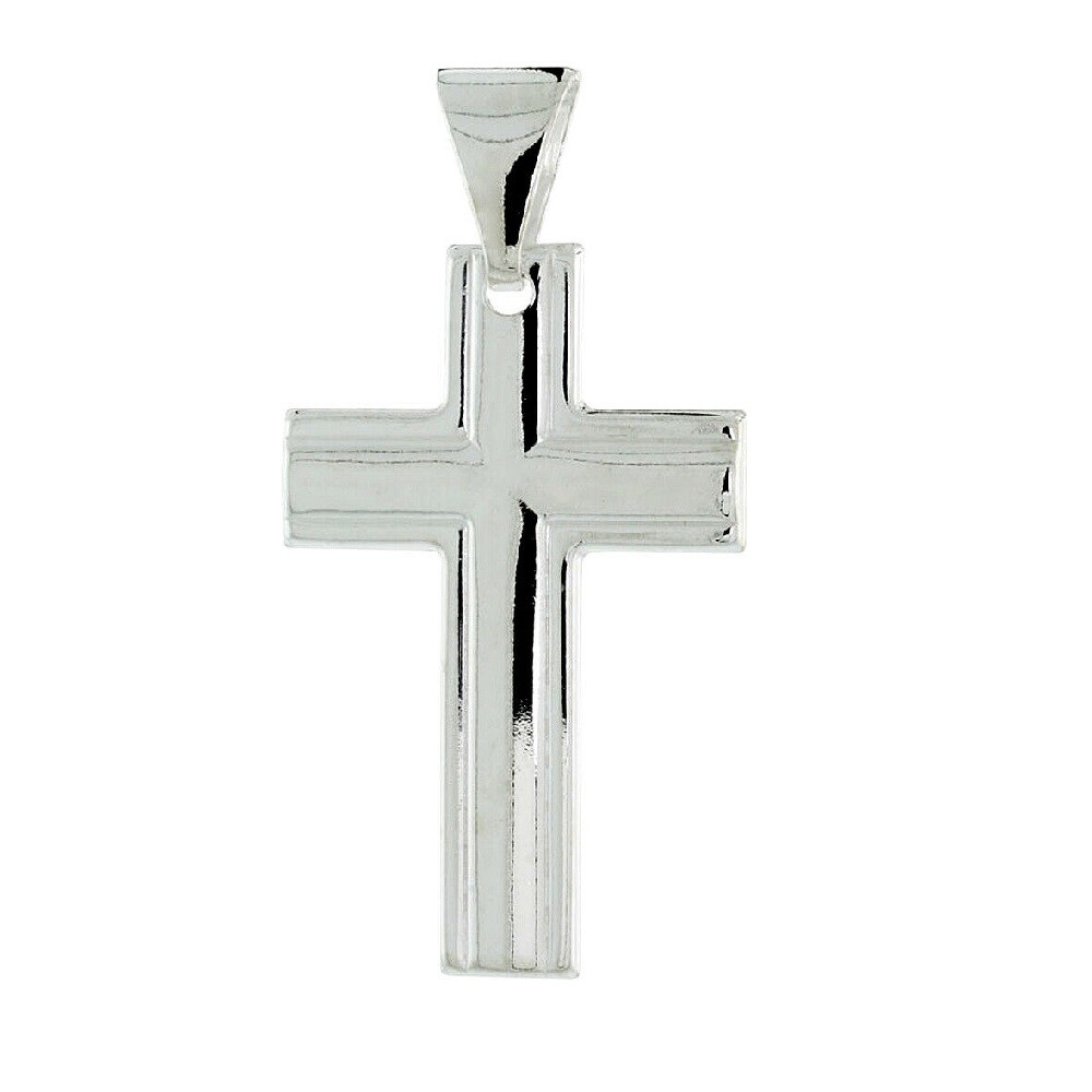 Sterling Silver Plain Cross Pendant / Charm, Made in Italy, Italian Box Chain