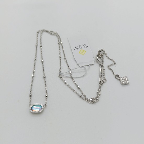 New Kendra Scott Mini Elisa Silver Satellite Pendant Necklace in Dichroic Glass