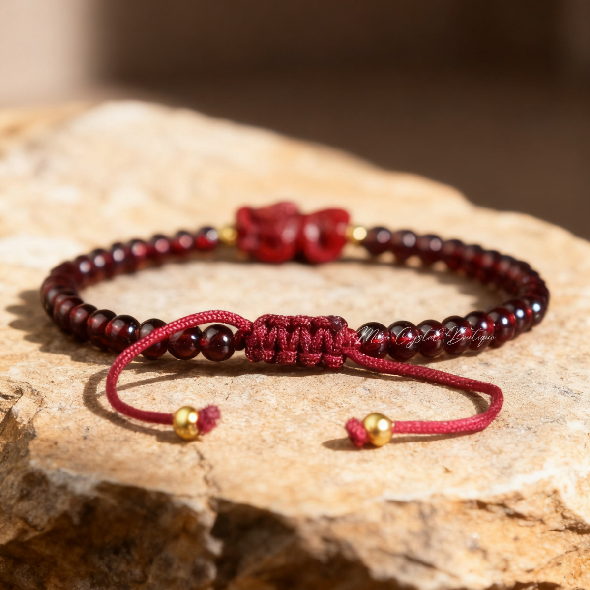 Dragon Charm Garnet Bracelet Healing Crystal Protection Handmade Love Bracelet