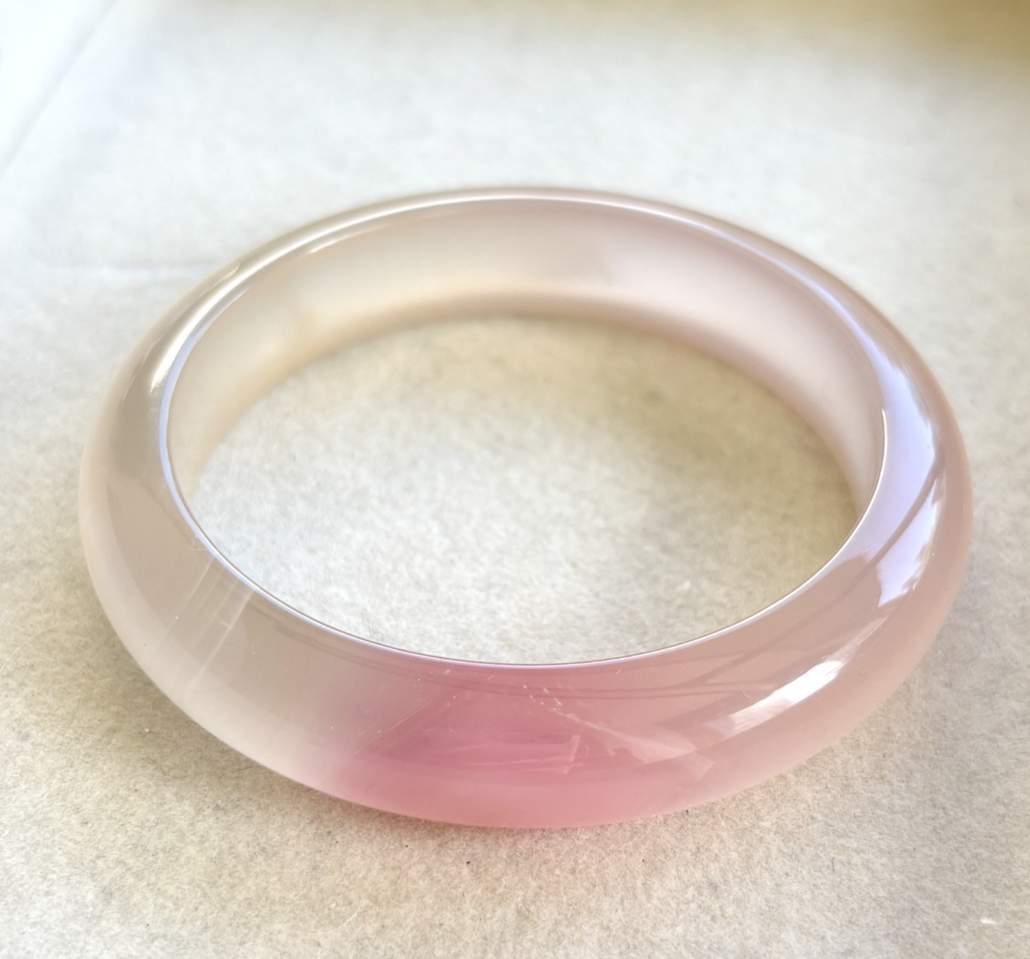 55mm Natural Pink Lace Agate Carnelian Bangle Banded Crystal Healing Bracelet