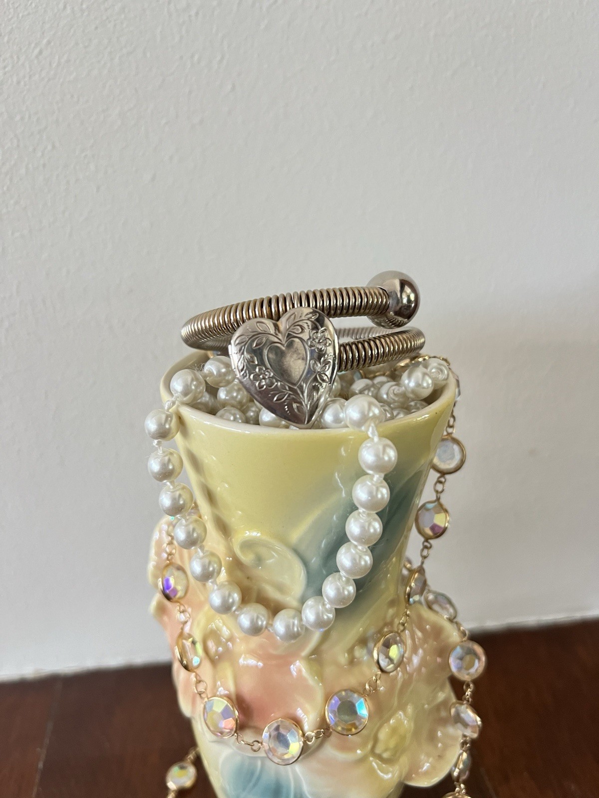 Vintage Silvertone Heart Locket Expansion Sweetheart Bracelet