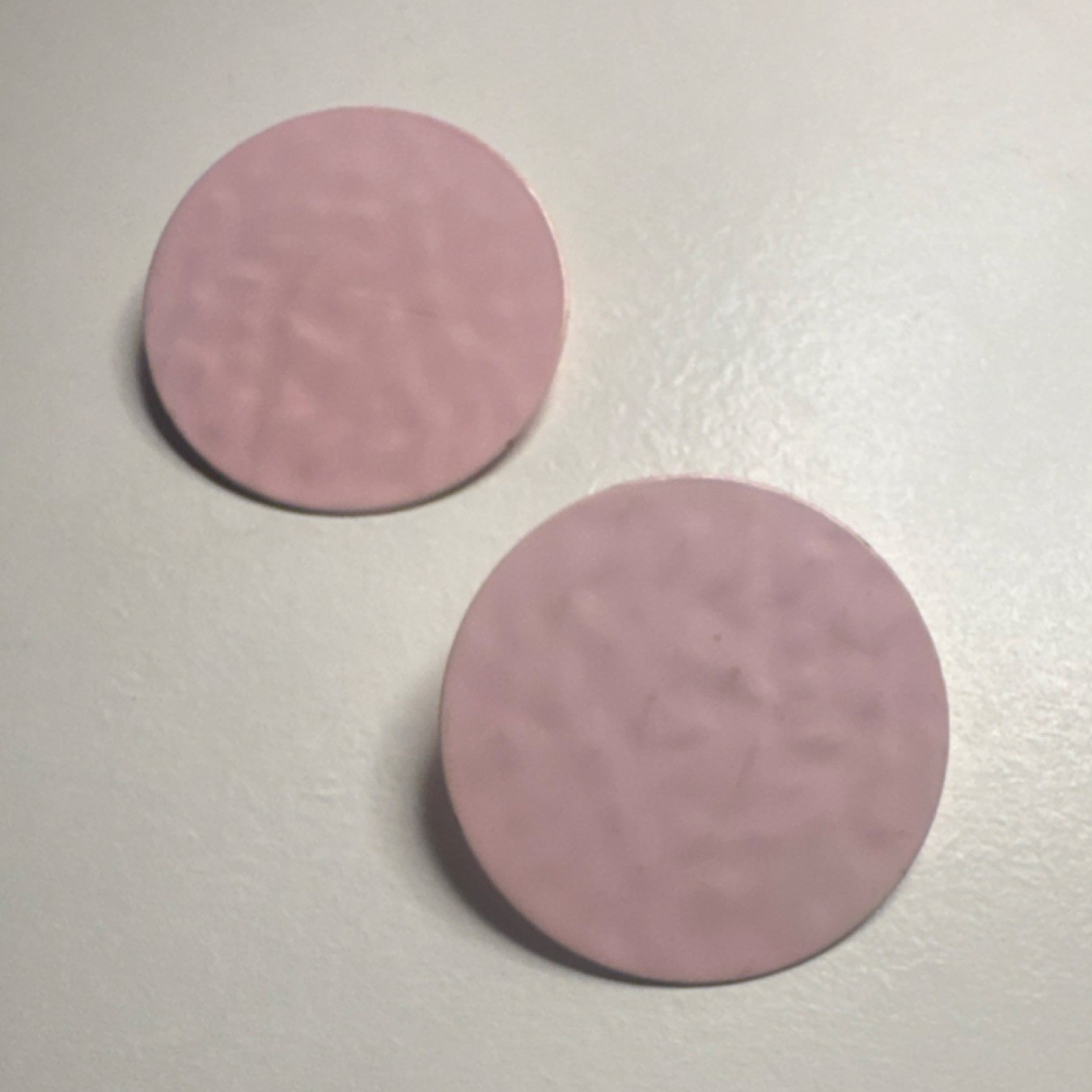 Pink Round Plastic Disc Stud Earrings, Screw Back Closure, No Stone