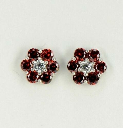 14k White Gold Flower Stud Earrings with Screw Back