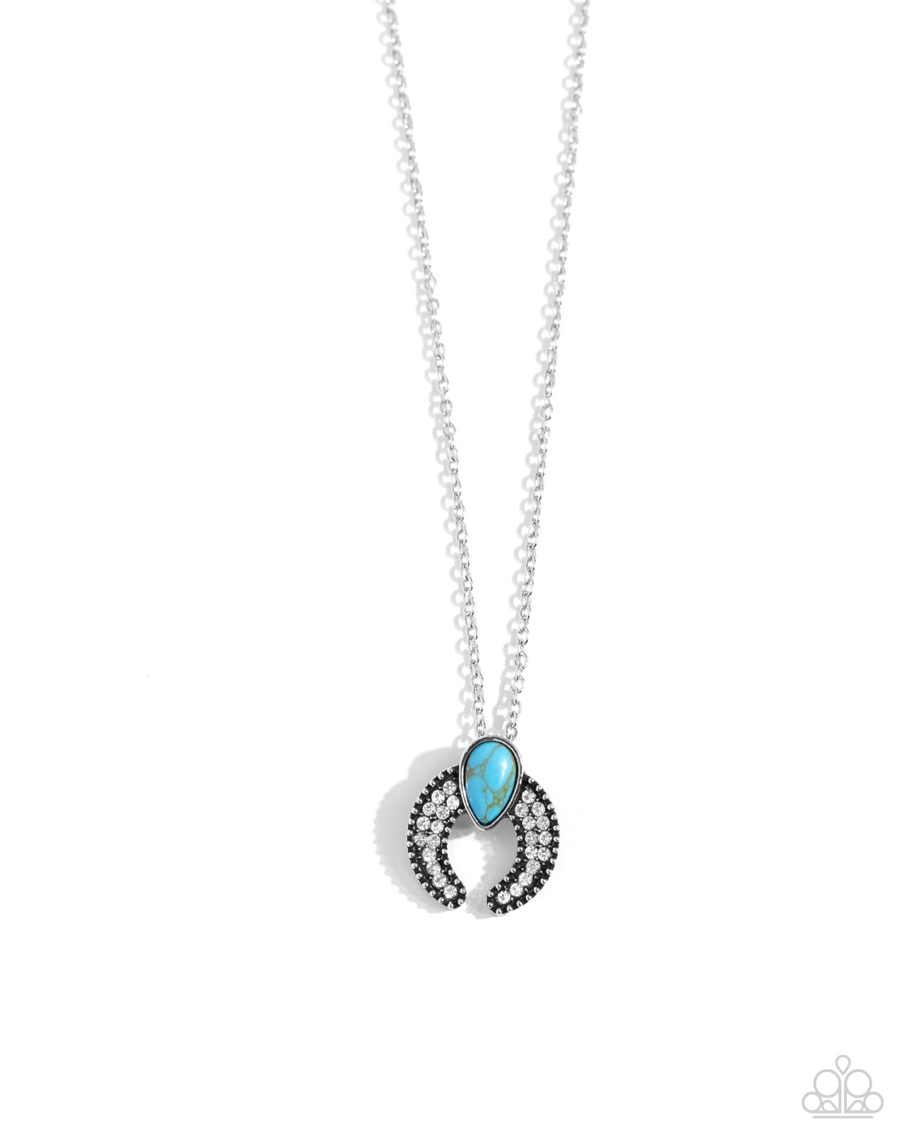 Paparazzi Horseshoe Haute – Blue – Turquoise Stone – White Rhinestone- Silver Ho