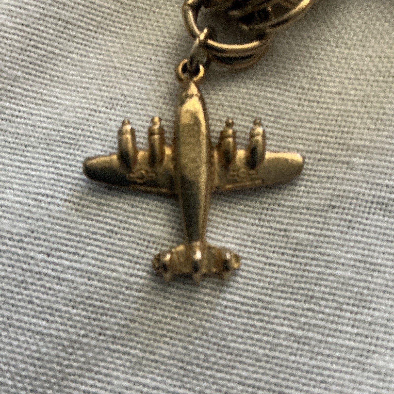 Gold Tone Cable Chain Dangle Charm Bracelet Heart Key Airplane Ballerina