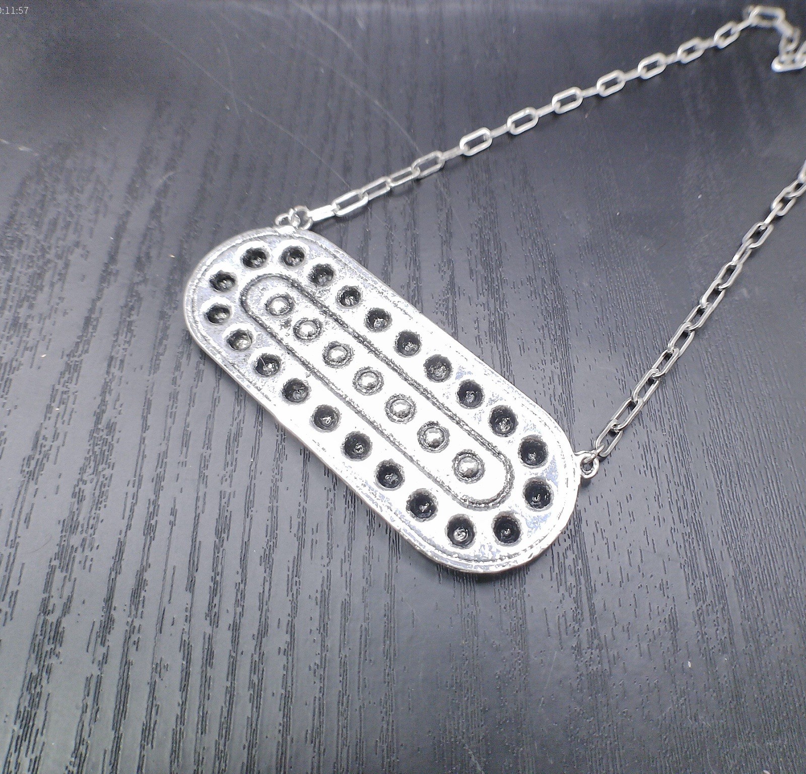 Western Bar Pendant Necklace AB Crystal Silver Cowgirl Statement Boho Boutique