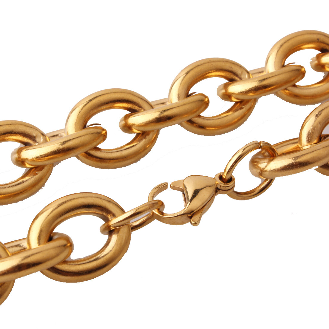 Women Men Silver Color/Gold Plated Stainless Steel Rolo Oval Chain Necklace