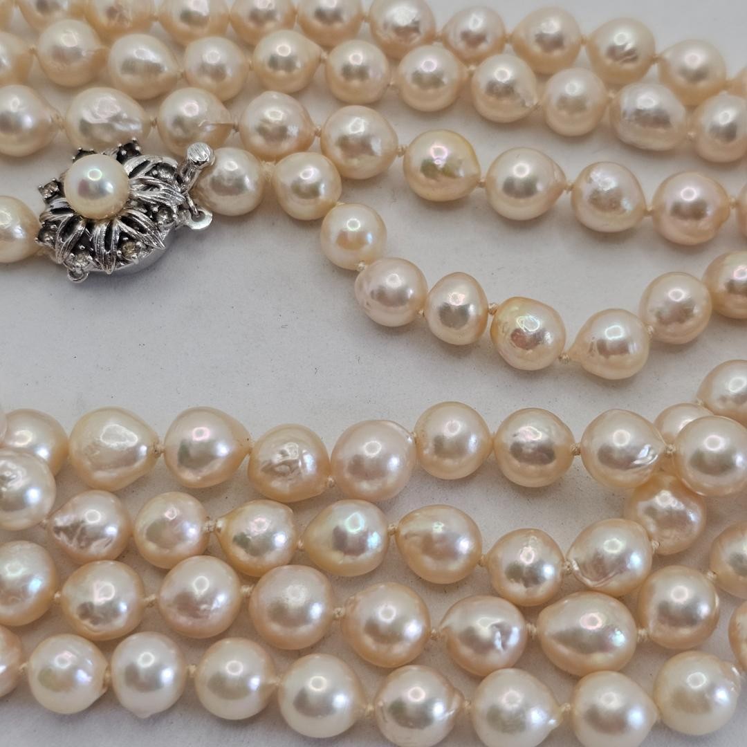 Genuine Akoya Pearl Super Long Necklace 134cm 7mm Beads All Knots Silver From Ja