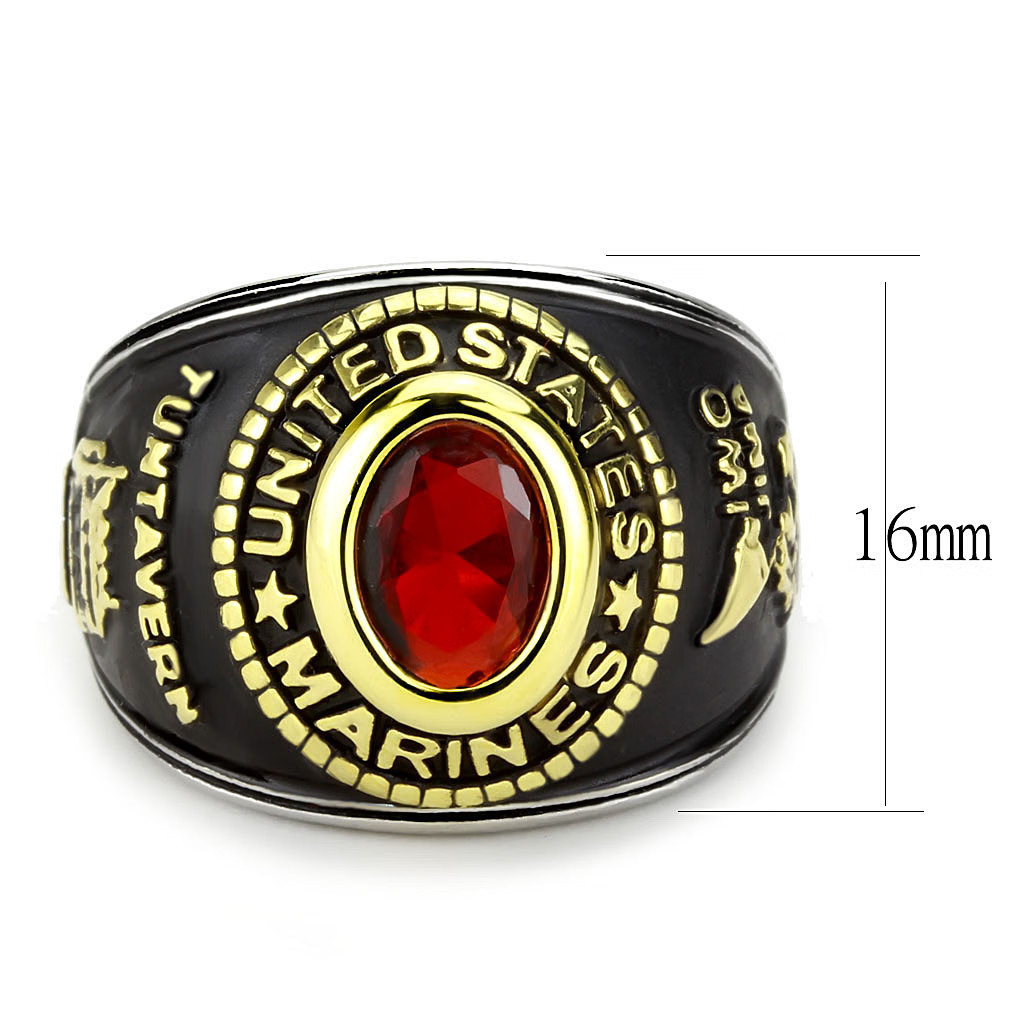 TK3723 – Two-Tone IP Gold (Ion Plating) Stainless Steel Ring with Synthetic Synt