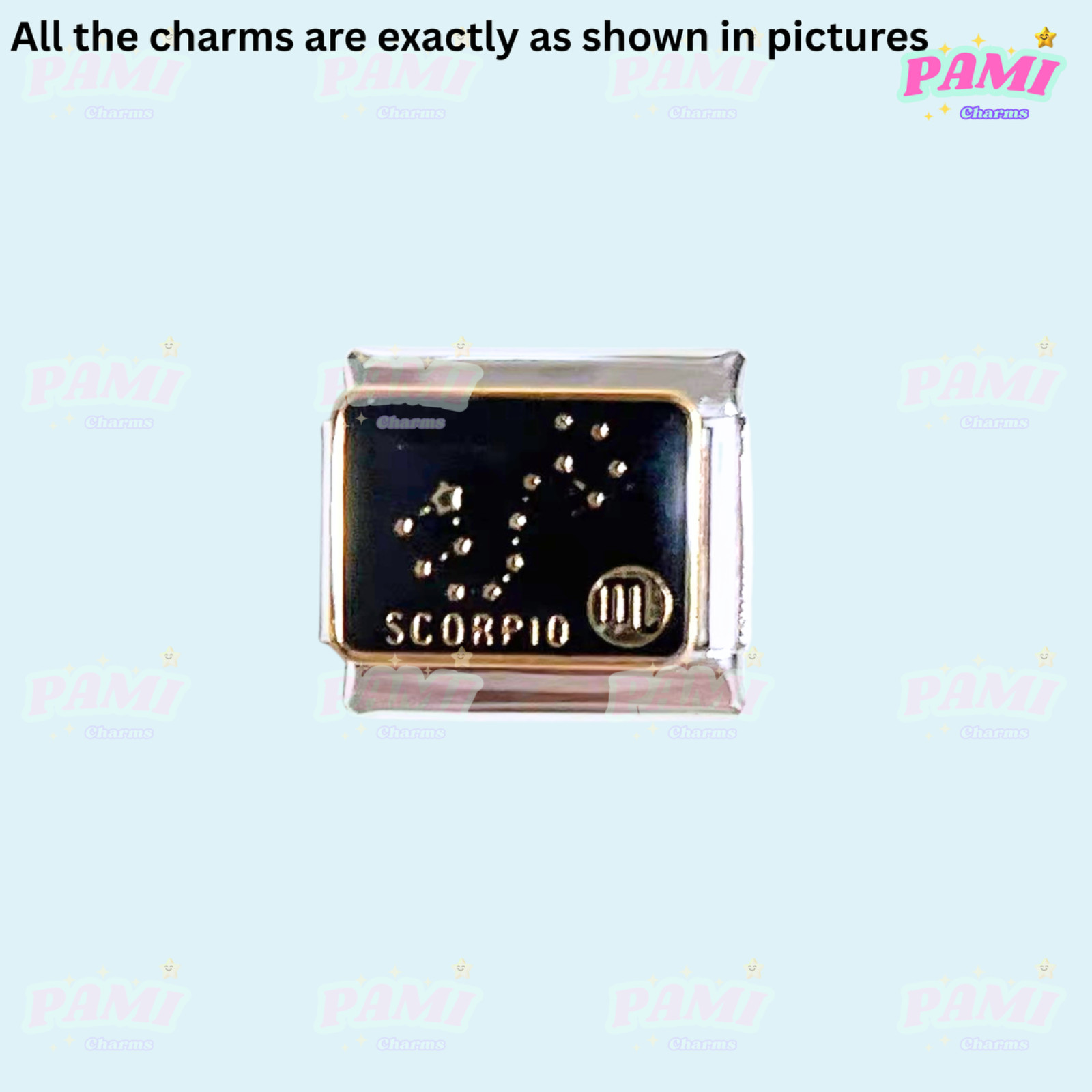 Italian charm 12 zodiac Star signs Fits All major Brands Italian charm bracelet