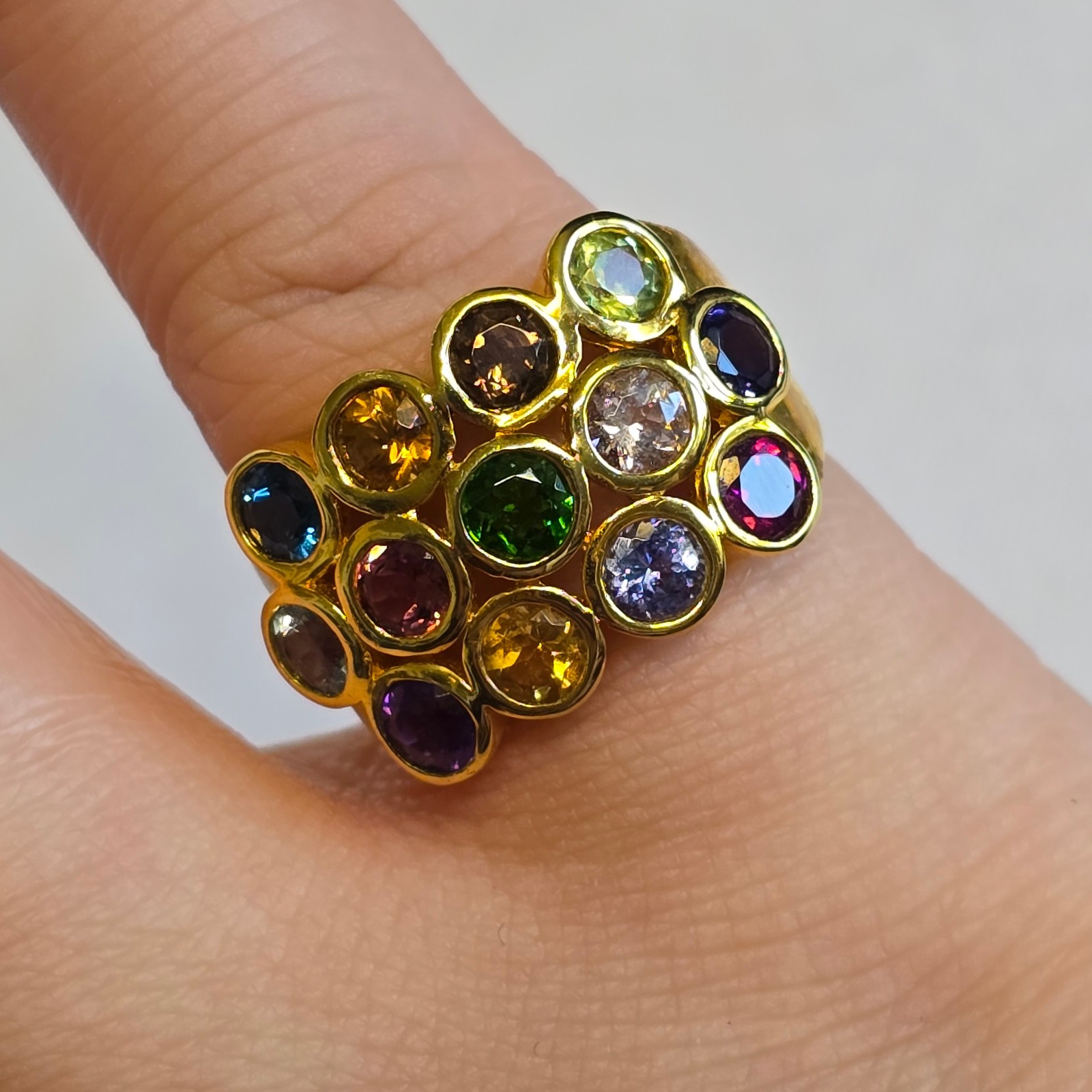 Sterling Silver Ring 6.49g Fine Jewelry Size 8 Band Multicolor Stones *READ*