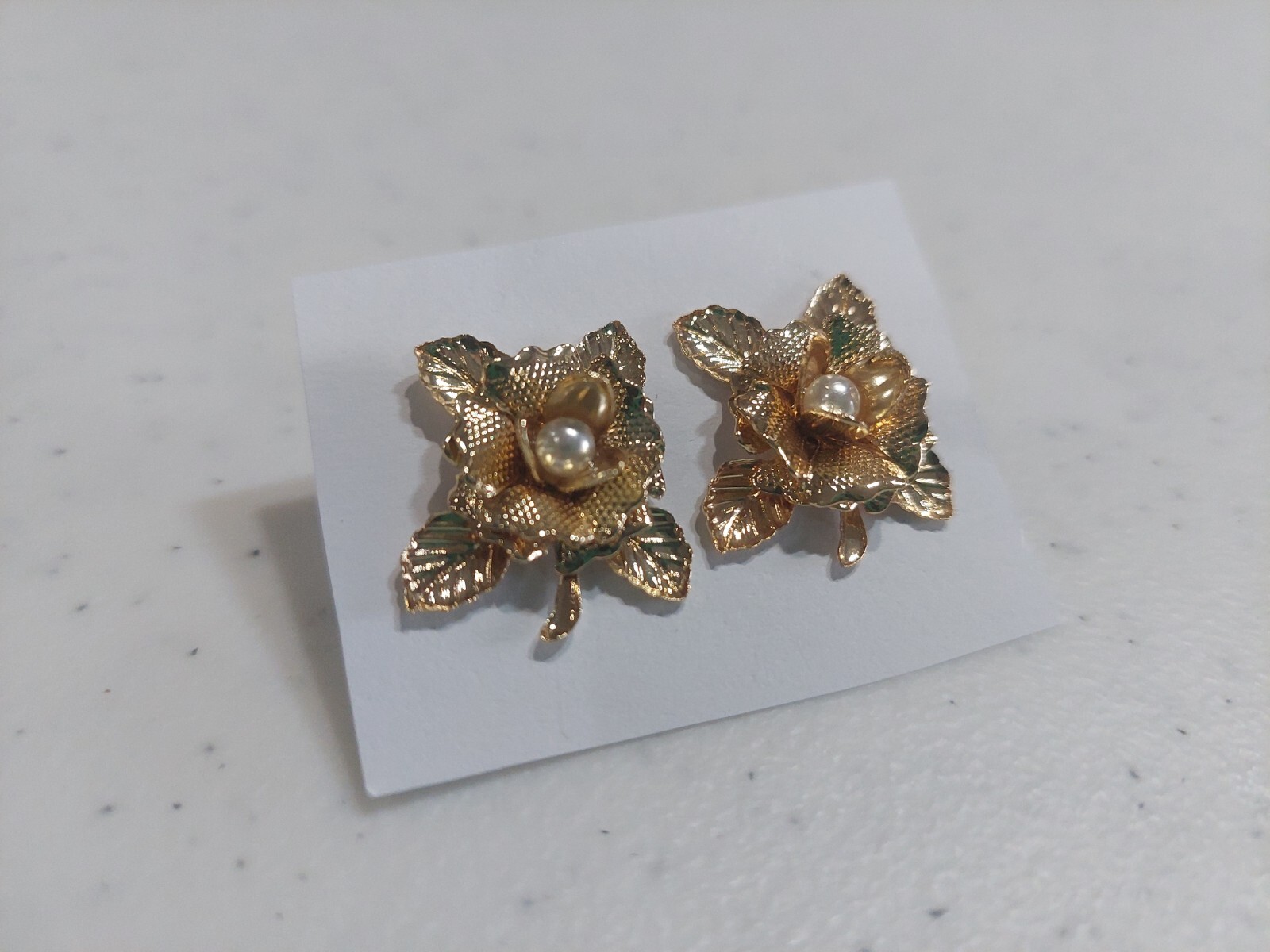 Gold Toned Japanese Imported Rose Flower Earrings Design Fashion Studs Metal
