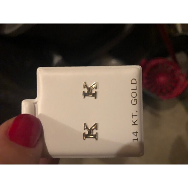 Solid 14k Yellow Gold Small Diamond-cut A-Z Initial Stud Earrings – Initial