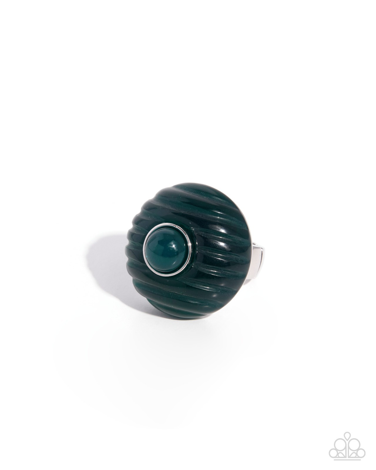 Paparazzi Glossy Game – Green – Emerald Green Acrylic Bead – Ring